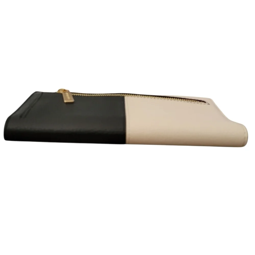 Michael Kors Black and White MK Logo Continental Wallet Leather